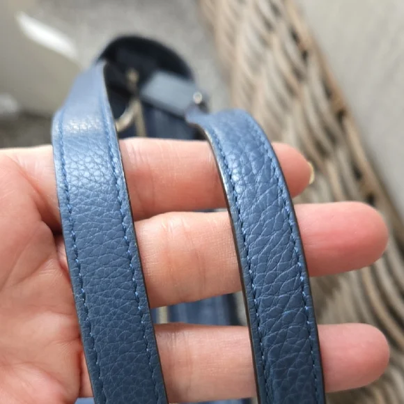 Coach Dark Blue Leather Tote - Picture 5 of 10